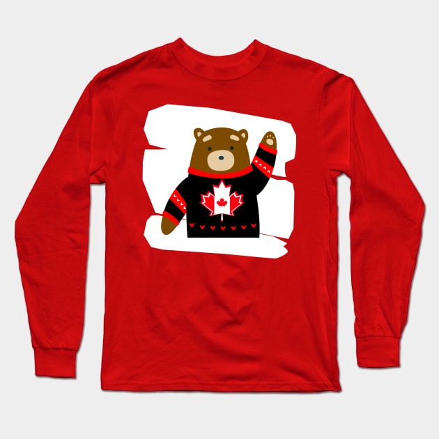 PATRIOTIC Canada Day Bear Gifts Long Sleeve T-Shirt by SartorisArt1